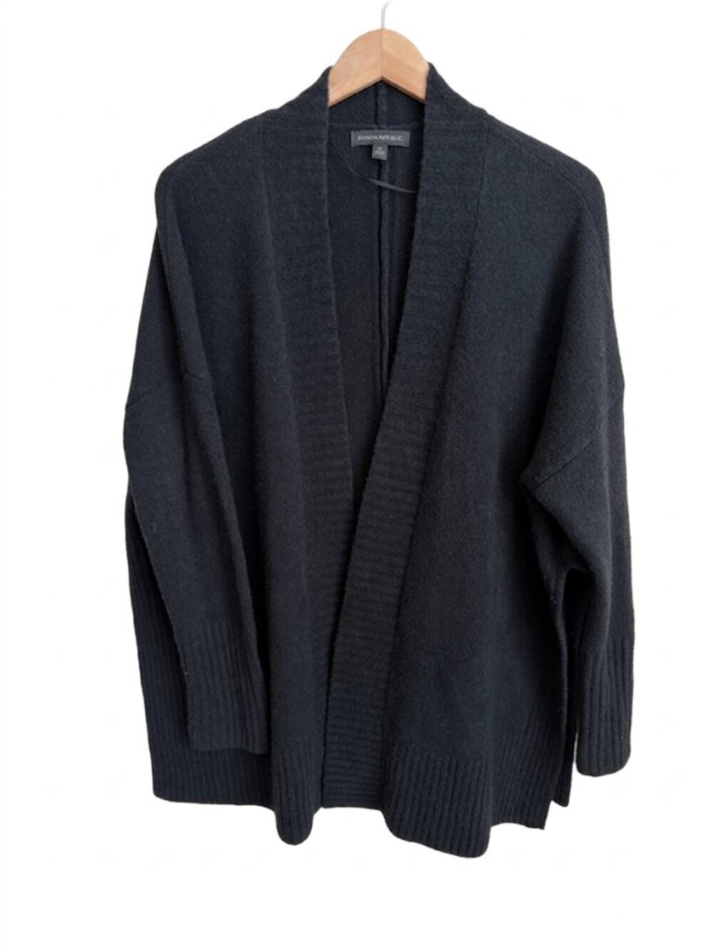 Banana Republic Merino Wool Hi Slit Poncho Cardigan M Black Oversized Open Front